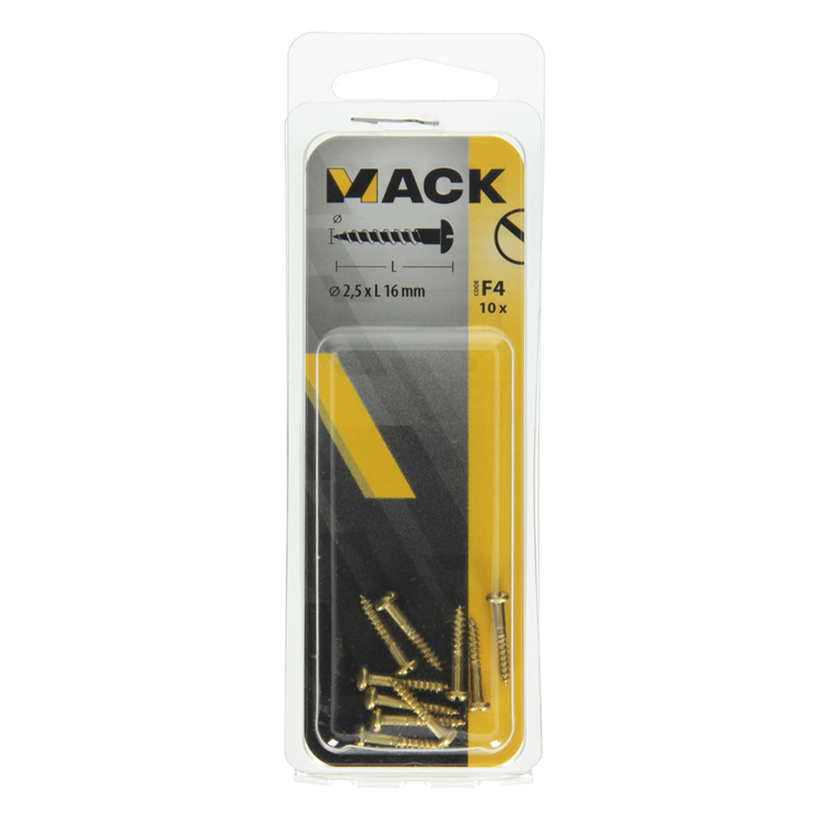 Mack 1019658 - houtschroef bolkop messing 10 st 2,5 x 16 mm | 10 stuks