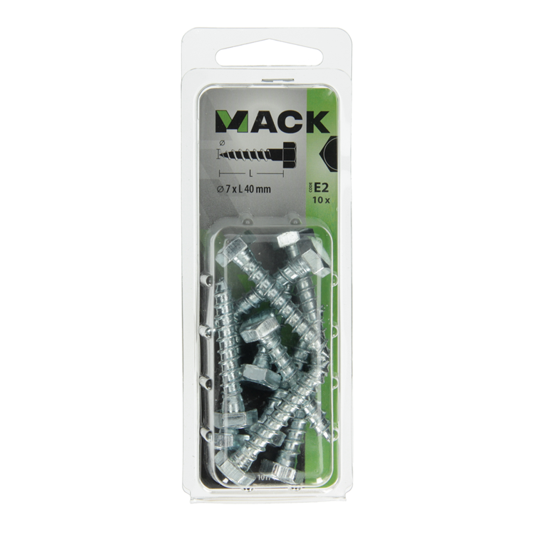 Mack 1017408 - houtdraadbout staal verzinkt 10 st 7 x 40 mm | 5 stuks
