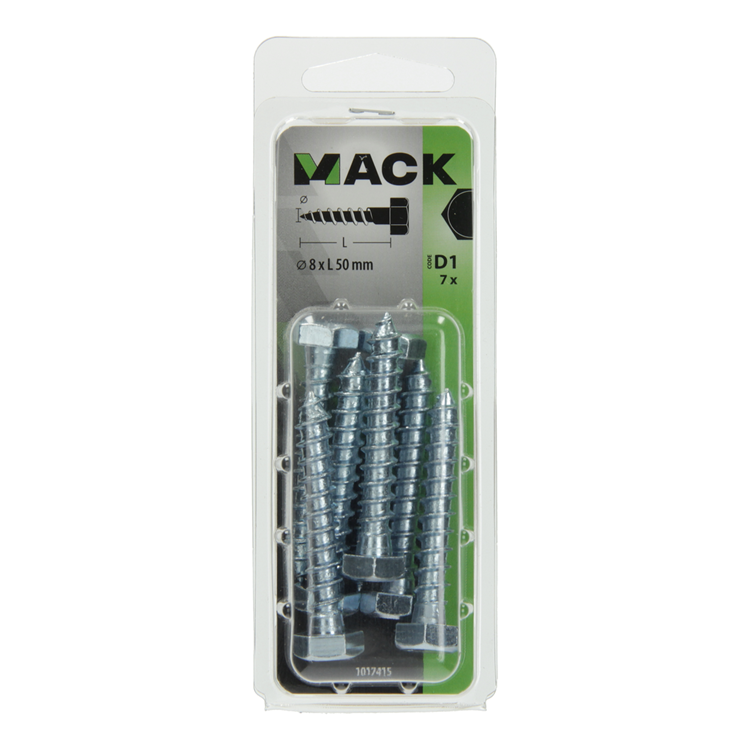 Mack 1017415 - houtdraadbout staal verzinkt 7 st 8 x 50 mm | 5 stuks
