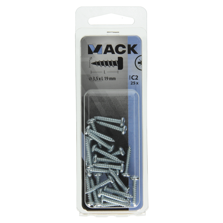 Mack 1017440 - zelftappende schroef cyl kop verz. 25st 3,5 x 19 mm | 10 stuks