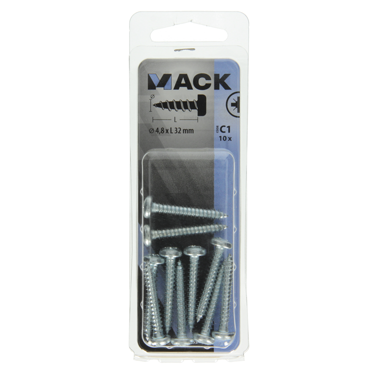 Mack 1017453 - zelftappende schroef cyl kop verz. 10st 4,8 x 32 mm | 10 stuks