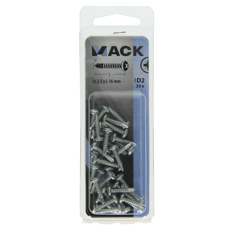 Mack 1017468 - zelfborende schroef cyl. kop verz. 35st 3,5 x 16 mm | 10 stuks