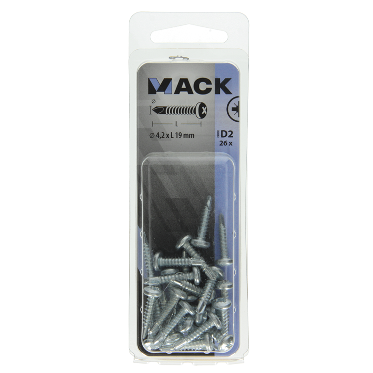 Mack 1017470 - zelfborende schroef cyl. kop verz. 26st 4,2 x 19 mm | 10 stuks