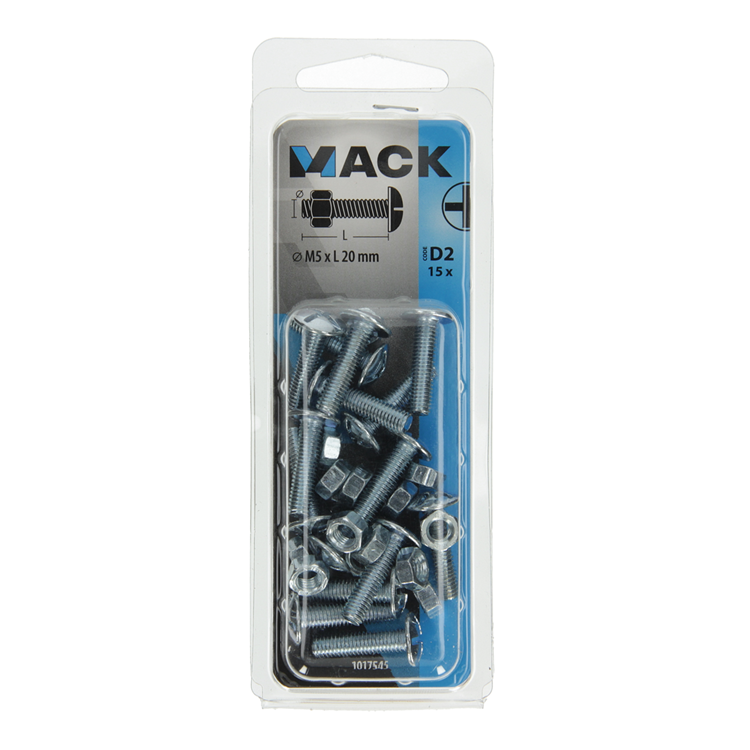 Mack 1017545 - kachelbout + moer staal verzinkt 15 st m5 x 20 mm | 10 stuks