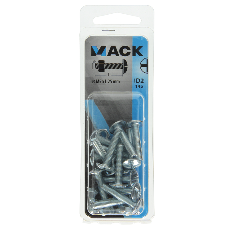 Mack 1017546 - kachelbout + moer staal verzinkt 14 st m5 x 25 mm | 5 stuks