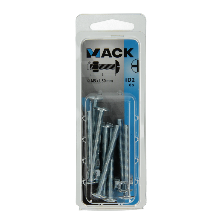 Mack 1017549 - kachelbout + moer staal verzinkt 8 st m5 x 50 mm | 5 stuks