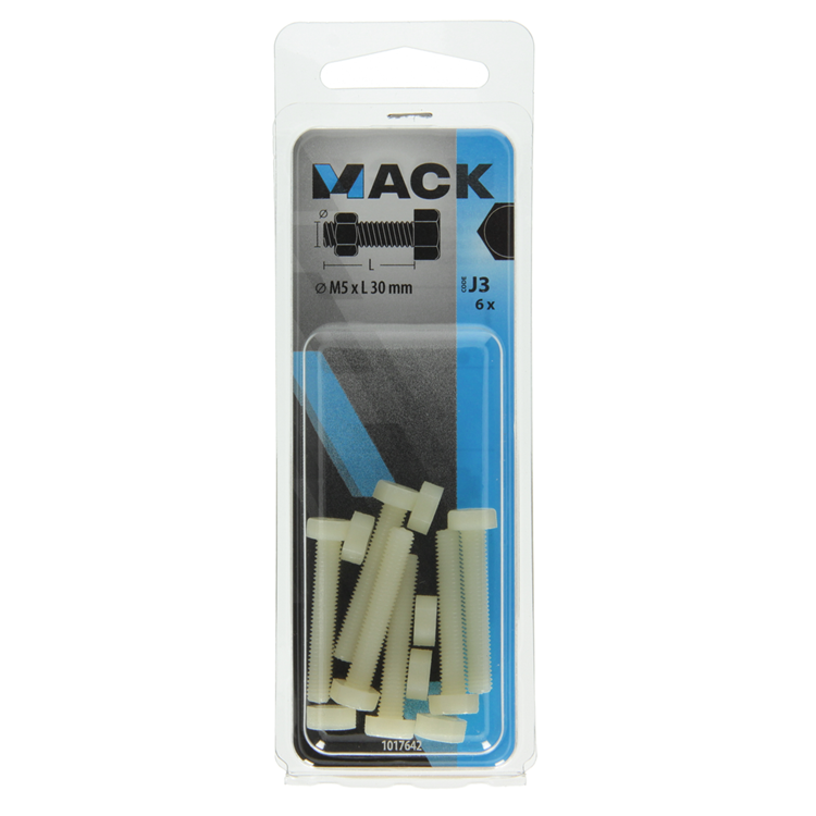 Mack 1017642 - tapbout + moer nylon 6 st m5 x 30 mm | 10 stuks