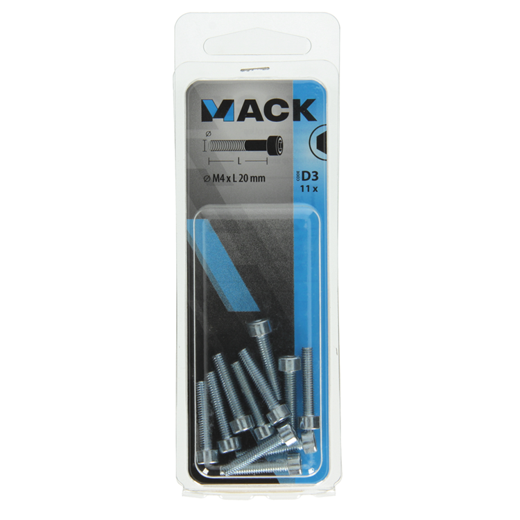 Mack 1017645 - binnenzeskant bout cyl.kop verz. 11 st m4 x 20 mm | 10 stuks