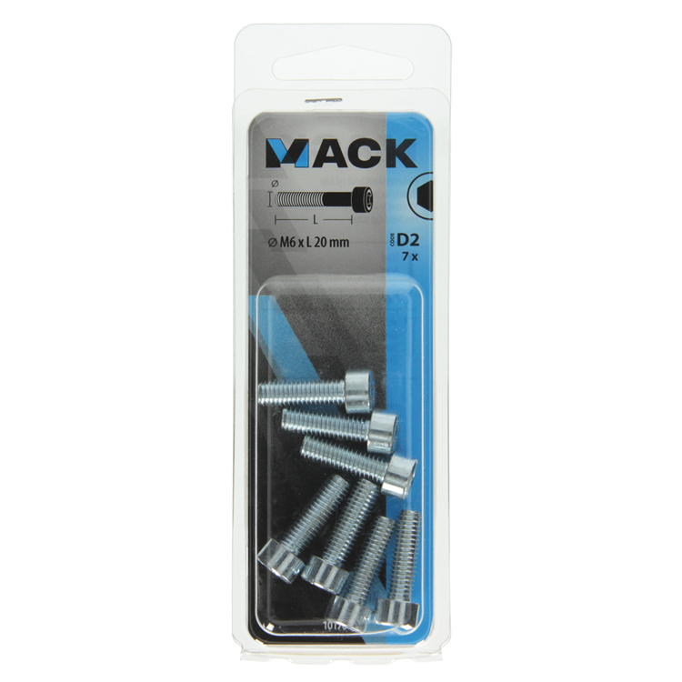 Mack 1017649 - binnenzeskant bout cyl.kop verz. 7 st m6 x 20 mm | 10 stuks