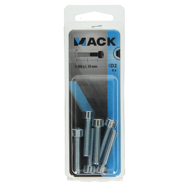 Mack 1017650 - binnenzeskant bout cyl.kop verz. 6 st m6 x 30 mm | 10 stuks