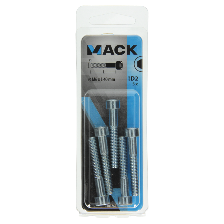 Mack 1017651 - binnenzeskant bout cyl.kop verz. 5 st m6 x 40 mm | 10 stuks