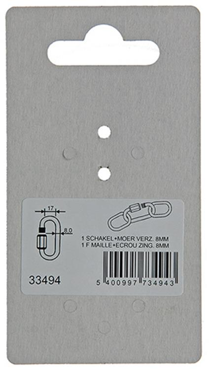 Mack 1008464 - 1 loze schakel + moer 8mm verzinkt | 10 stuks