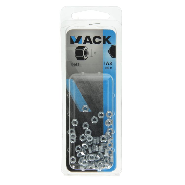 Mack 1017672 - zeskant moer staal verzinkt 60 st m 3 | 10 stuks