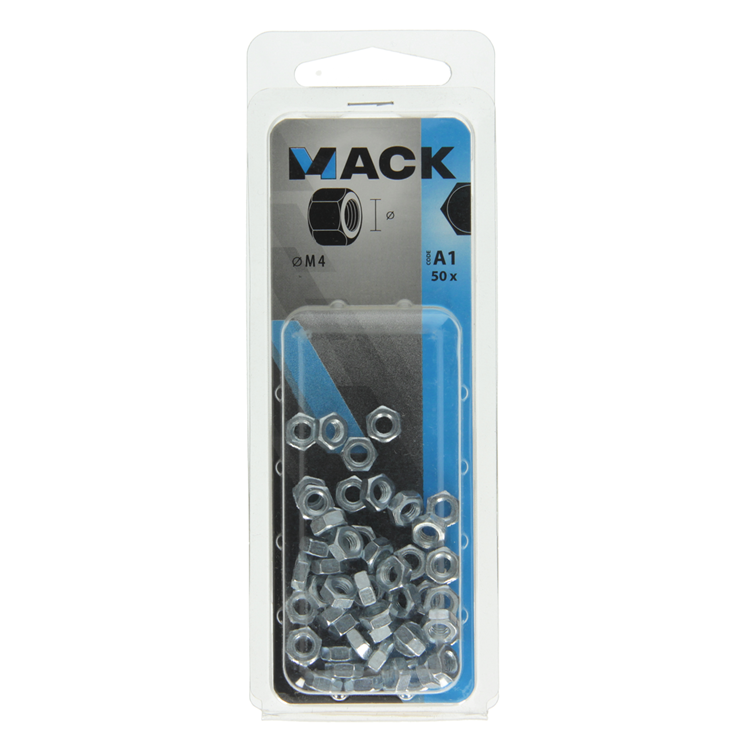 Mack 1017673 - zeskant moer staal verzinkt 50 st m 4 | 10 stuks