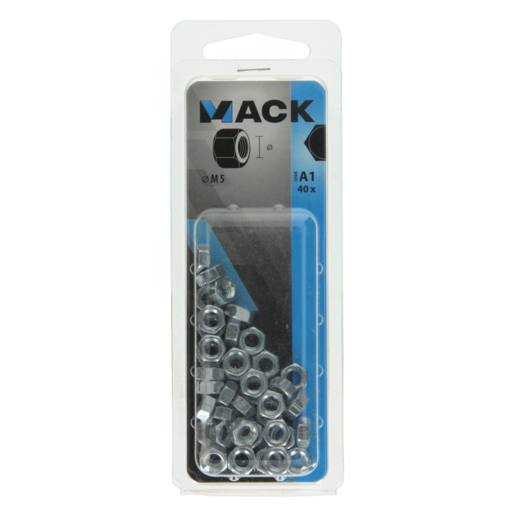 Mack 1017674 - zeskant moer staal verzinkt 40 st m 5 | 10 stuks