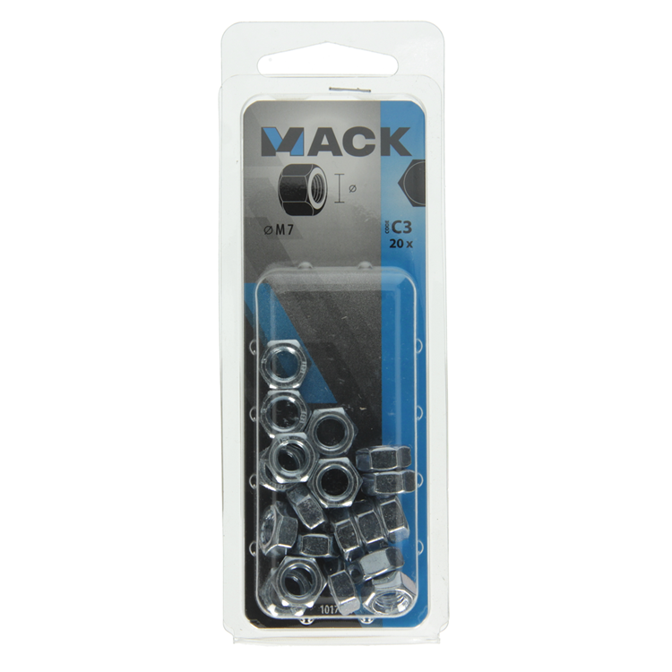 Mack 1017676 - zeskant moer staal verzinkt 20 st m 7 | 10 stuks