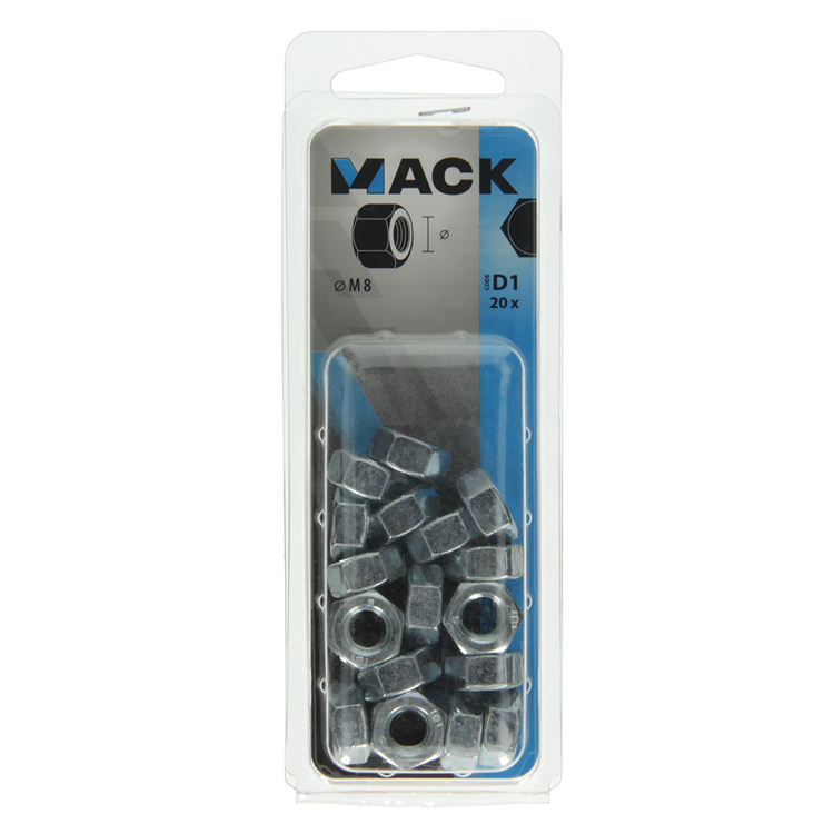 Mack 1017677 - zeskant moer staal verzinkt 20 st m 8 | 10 stuks
