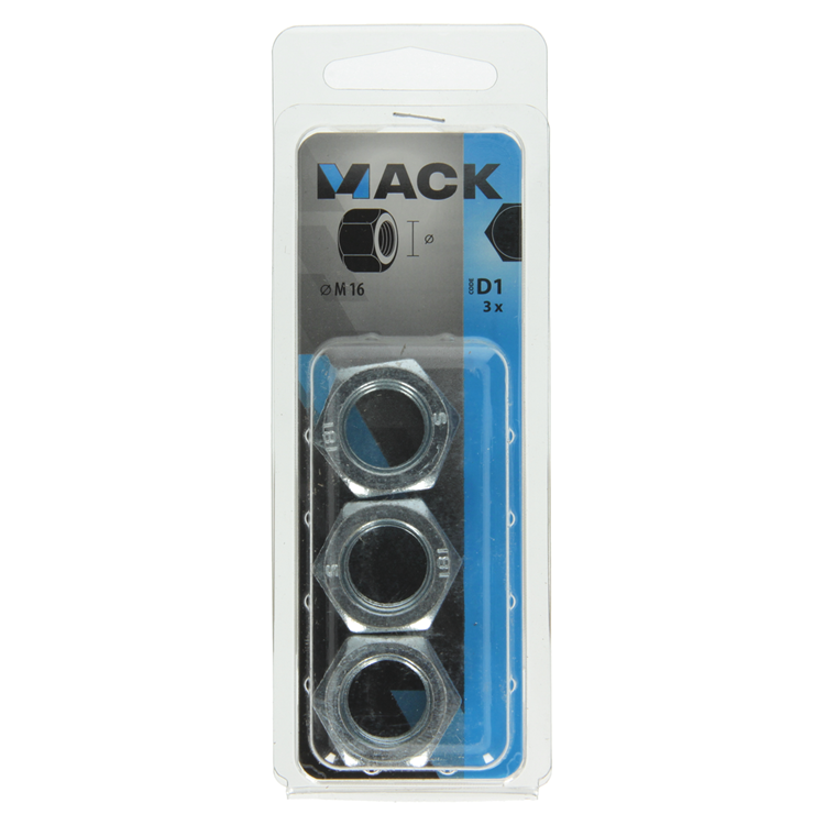 Mack 1017681 - zeskant moer staal verzinkt 3 st m 16 | 10 stuks