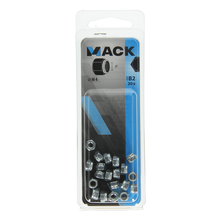 Mack 1017684 - zeskant borgmoer staal verzinkt 20 st m4 | 10 stuks