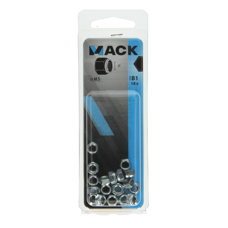 Mack 1017685 - zeskant borgmoer staal verzinkt 18 st m5 | 10 stuks