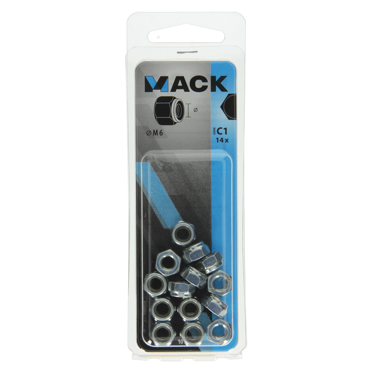 Mack 1017686 - zeskant borgmoer staal verzinkt 14 st m6 | 10 stuks