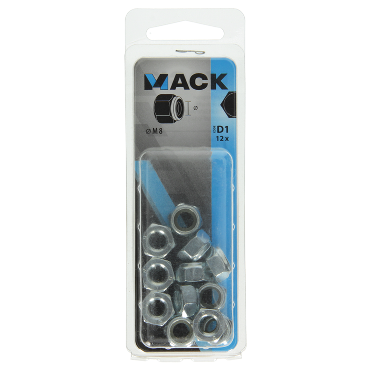 Mack 1017687 - zeskant borgmoer staal verzinkt 12 st m8 | 10 stuks