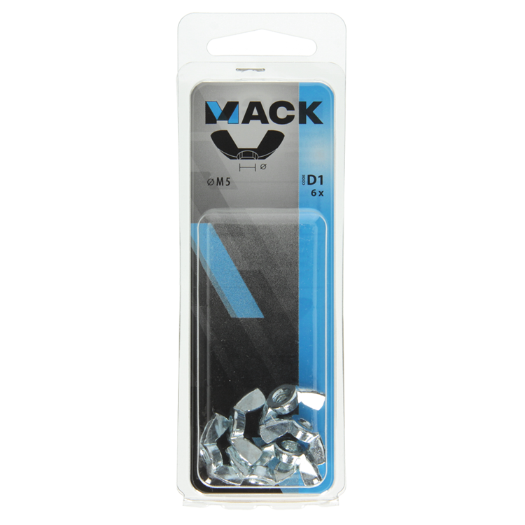 Mack 1017697 - vleugelmoer staal verzinkt 6 st m5 | 10 stuks