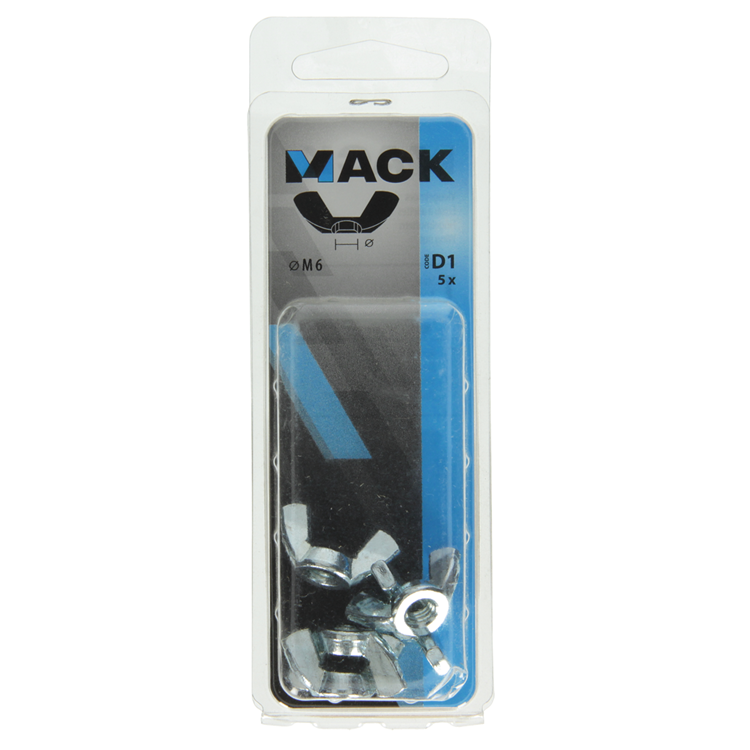 Mack 1017698 - vleugelmoer staal verzinkt 5 st m6 | 10 stuks