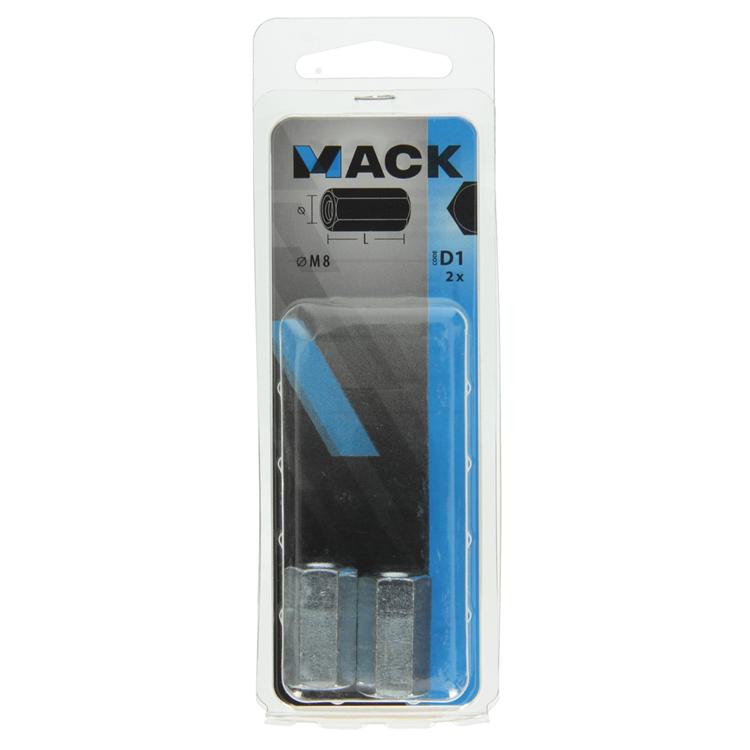 Mack 1017705 - zeskant verbindingsmoer verzinkt 2 st m8 | 10 stuks
