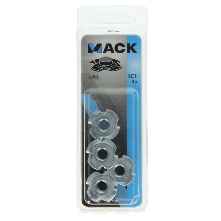 Mack 1017710 - inslagmoer staal verzinkt 4 st m8 | 10 stuks