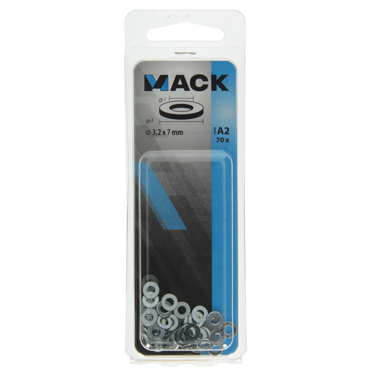 Mack 1017711 - sluitring staal verzinkt 70 st 3,2 x 7 mm | 10 stuks