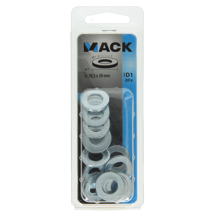 Mack 1017717 - sluitring staal verzinkt 20 st 10,5 x 20 mm | 10 stuks