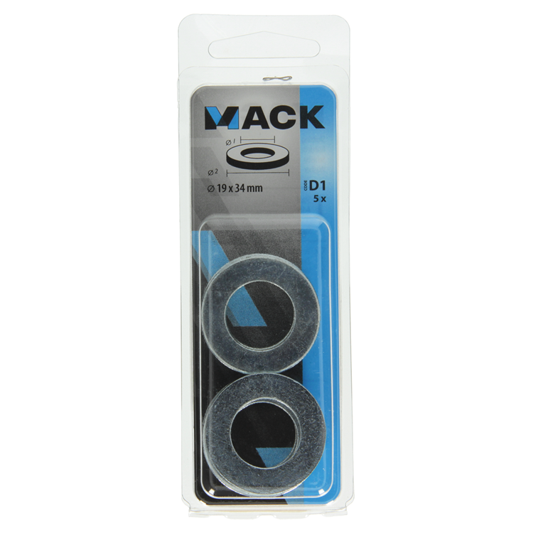 Mack 1017721 - sluitring staal verzinkt 5 st 19 x 34 mm | 10 stuks