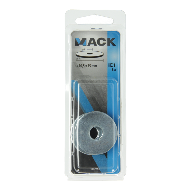 Mack 1017743 - carrosserie sluitring verzinkt8 st 10,5 x 35 mm | 10 stuks