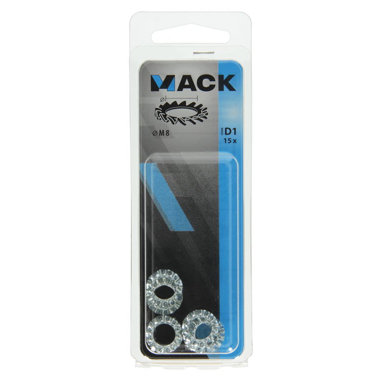 Mack 1017750 - tandveerring staal verzinkt 15 st m8 | 10 stuks