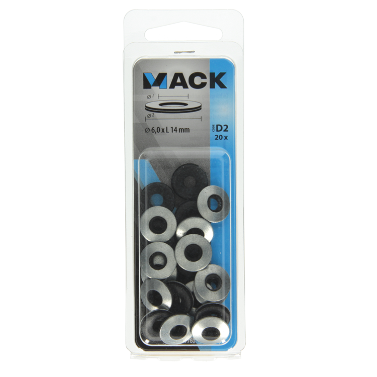 Mack 1017760 - dichtingsring rubber verzinkt 20 st 6,0 x 14 mm | 10 stuks