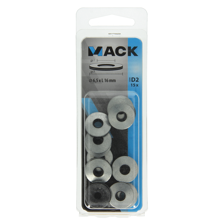Mack 1017761 - dichtingsring rubber verzinkt 15 st 6,5 x 16 mm | 10 stuks