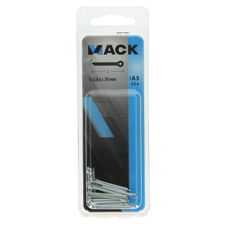 Mack 1017762 - splitpen staal verzinkt 22 st 2,0 x 20 mm | 10 stuks
