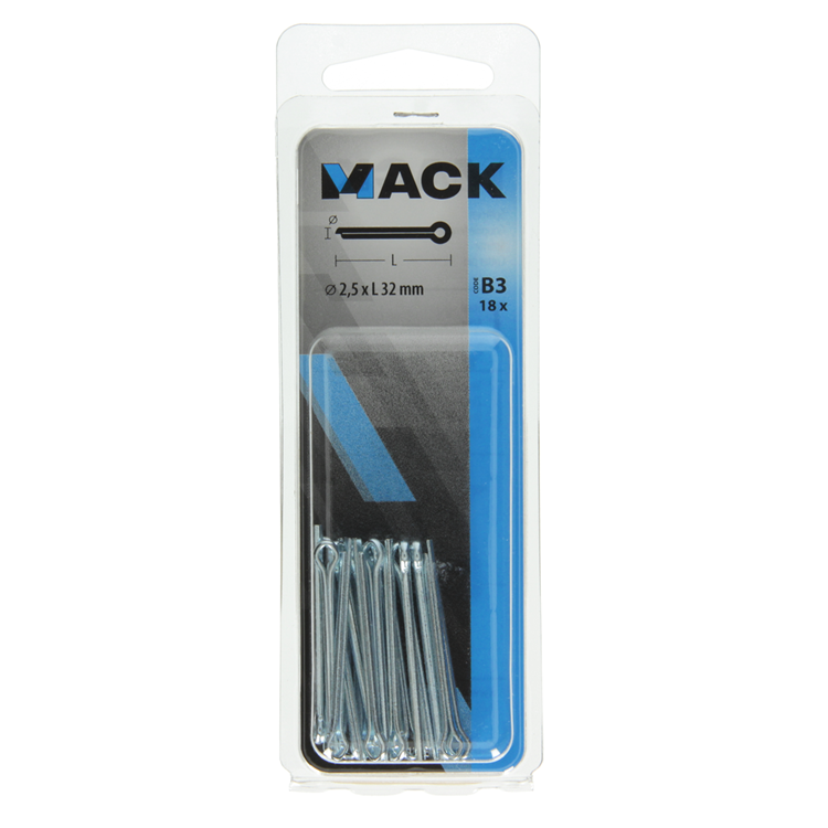 Mack 1017763 - splitpen staal verzinkt 18 st 2,5 x 32 mm | 10 stuks