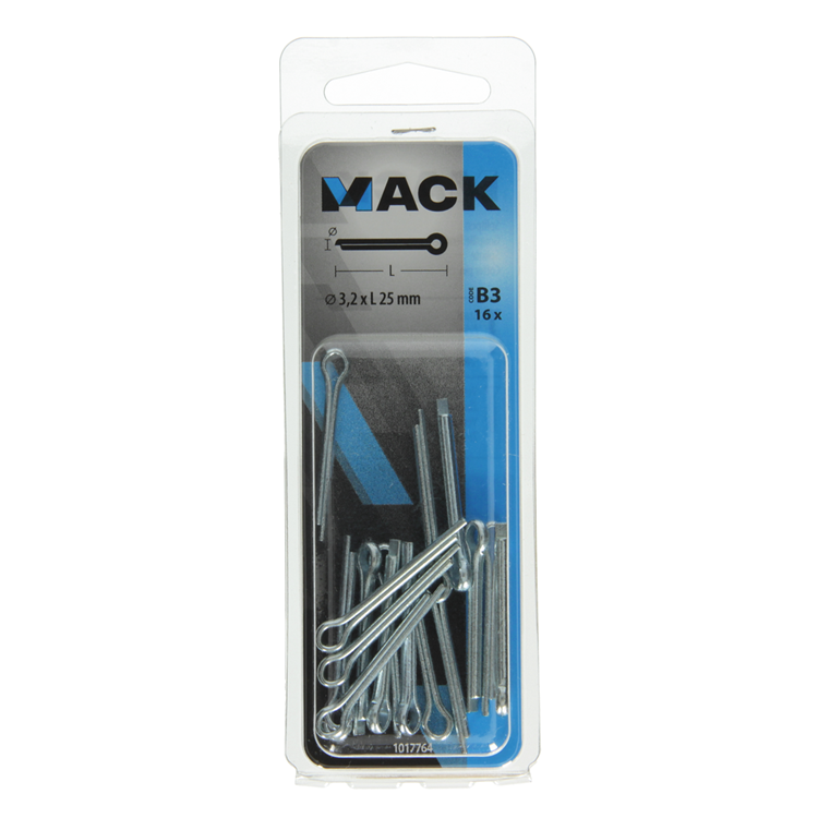 Mack 1017764 - splitpen staal verzinkt 16 st 3,2 x 25 mm | 10 stuks