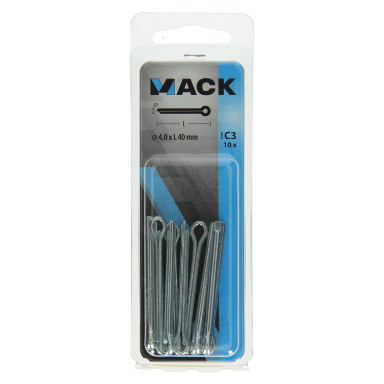 Mack 1017766 - splitpen staal verzinkt 10 st 4,0 x 40 mm | 10 stuks