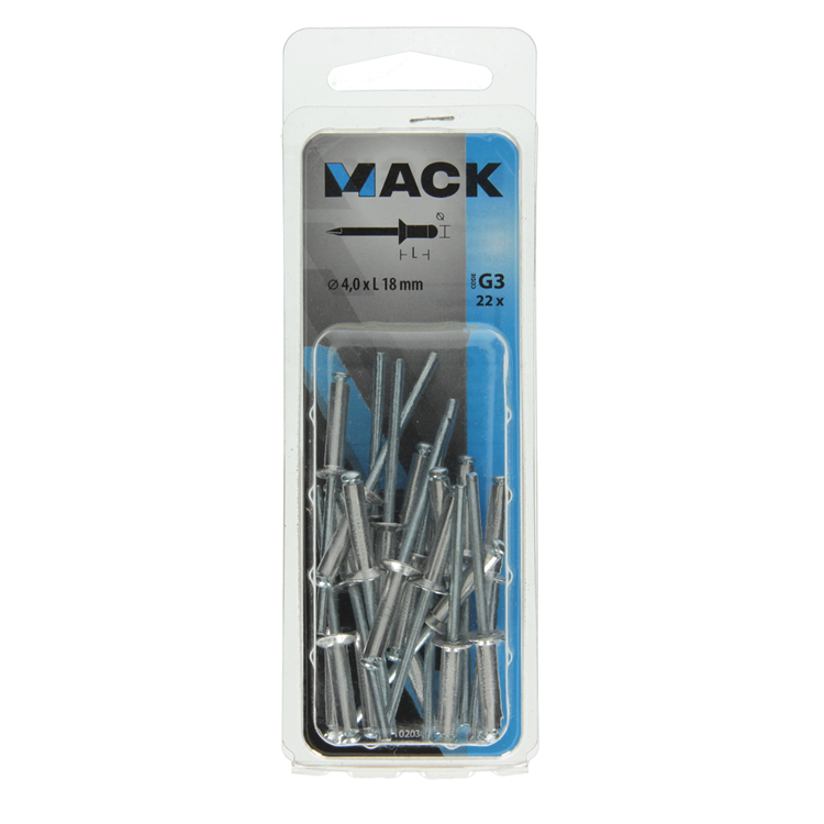 Mack 1020301 - 22 blindnieten alu 4,0x18mm | 5 stuks