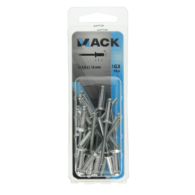 Mack 1020305 - 18 blindnieten alu 4,8x16mm | 5 stuks
