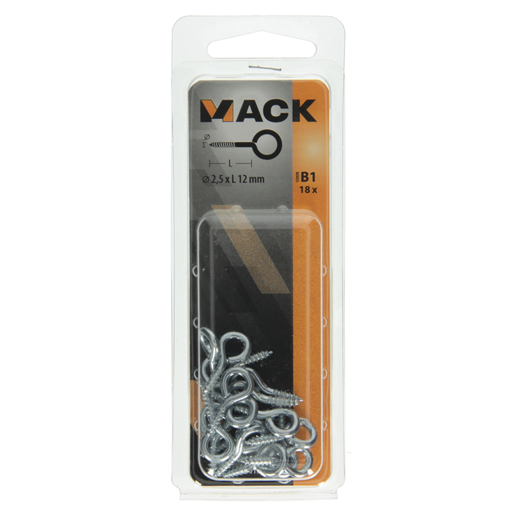 Mack 1017769 - schroefoog staal verzinkt 18st 2,5 x 12 mm | 10 stuks