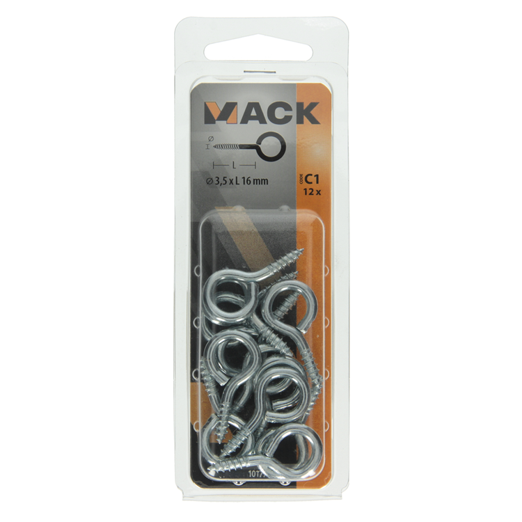 Mack 1017771 - schroefoog staal verzinkt 12st 3,5 x 16 mm | 10 stuks