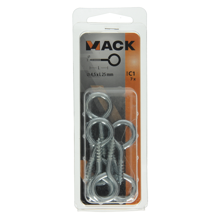 Mack 1017774 - schroefoog staal verzinkt 7 st 4,5 x 25 mm | 10 stuks