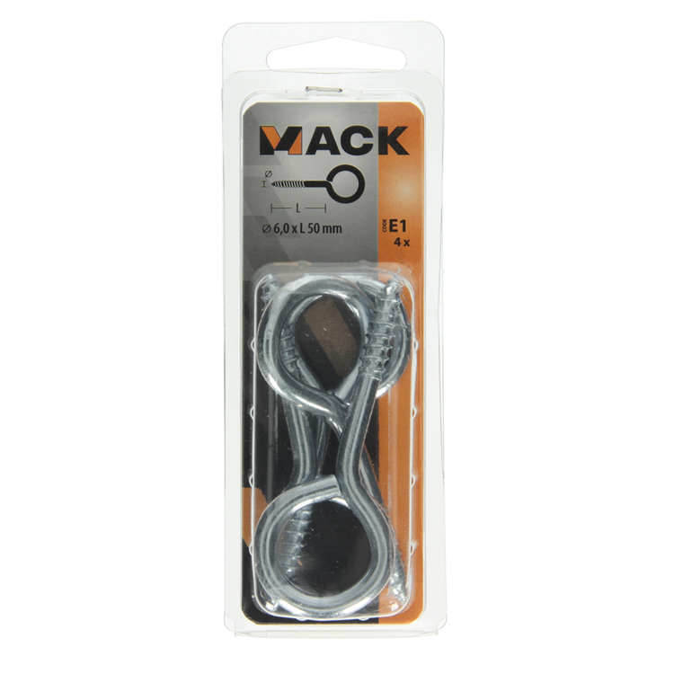 Mack 1017779 - schroefoog staal verzinkt 4 st 6,0 x 50 mm | 5 stuks
