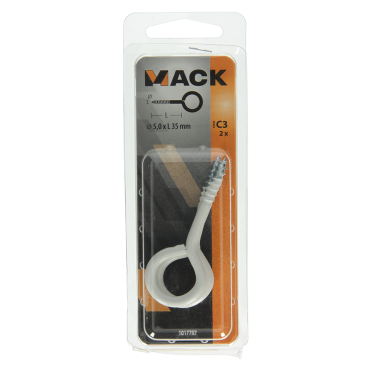 Mack 1017787 - schroefoog staal wit 2 st 5,0 x 35 mm | 10 stuks