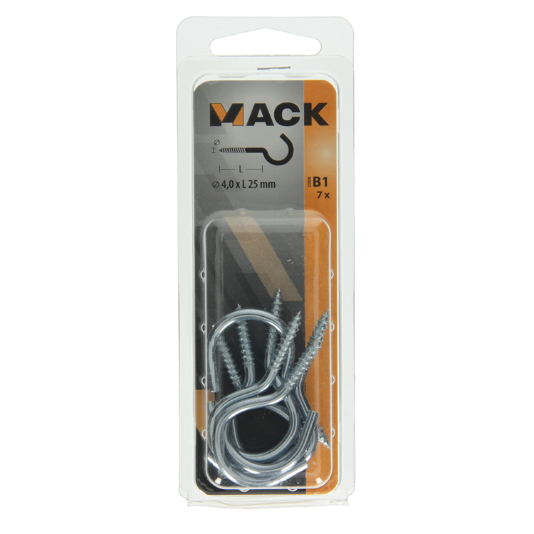 Mack 1017799 - schroefhaak staal verzinkt 7st 4,0 x 25 mm | 10 stuks