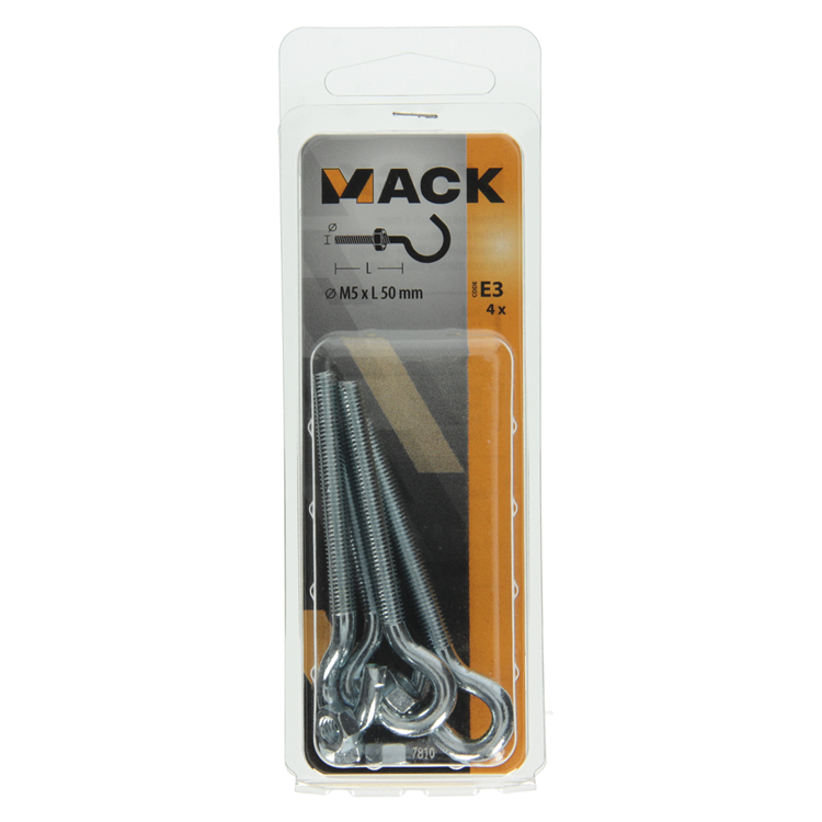 Mack 1017810 - schroefhaak metrisch + moer verzinkt 4st m5 x 50 mm | 10 stuks